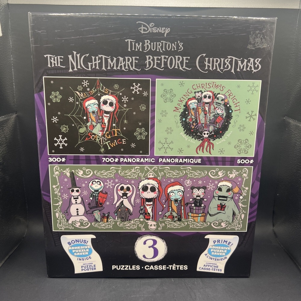 Disney Nightmare Before Christmas 3 Jigsaw Puzzles Pack Ceaco Sealed New